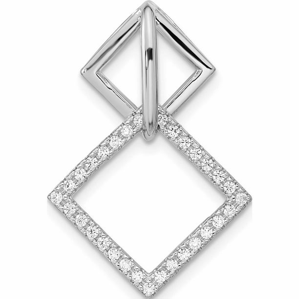 Sterling Silver CZ Square Slide Pendants & Charms Jewelry 